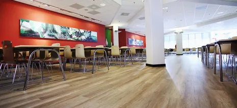 wineo Purline Bioboden Restaurant Tische Stühle Klinikum modern 